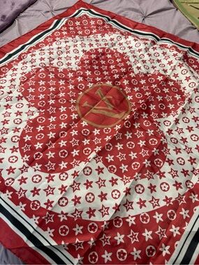 Louis Vuitton Red and White Monogram Holiday Throw